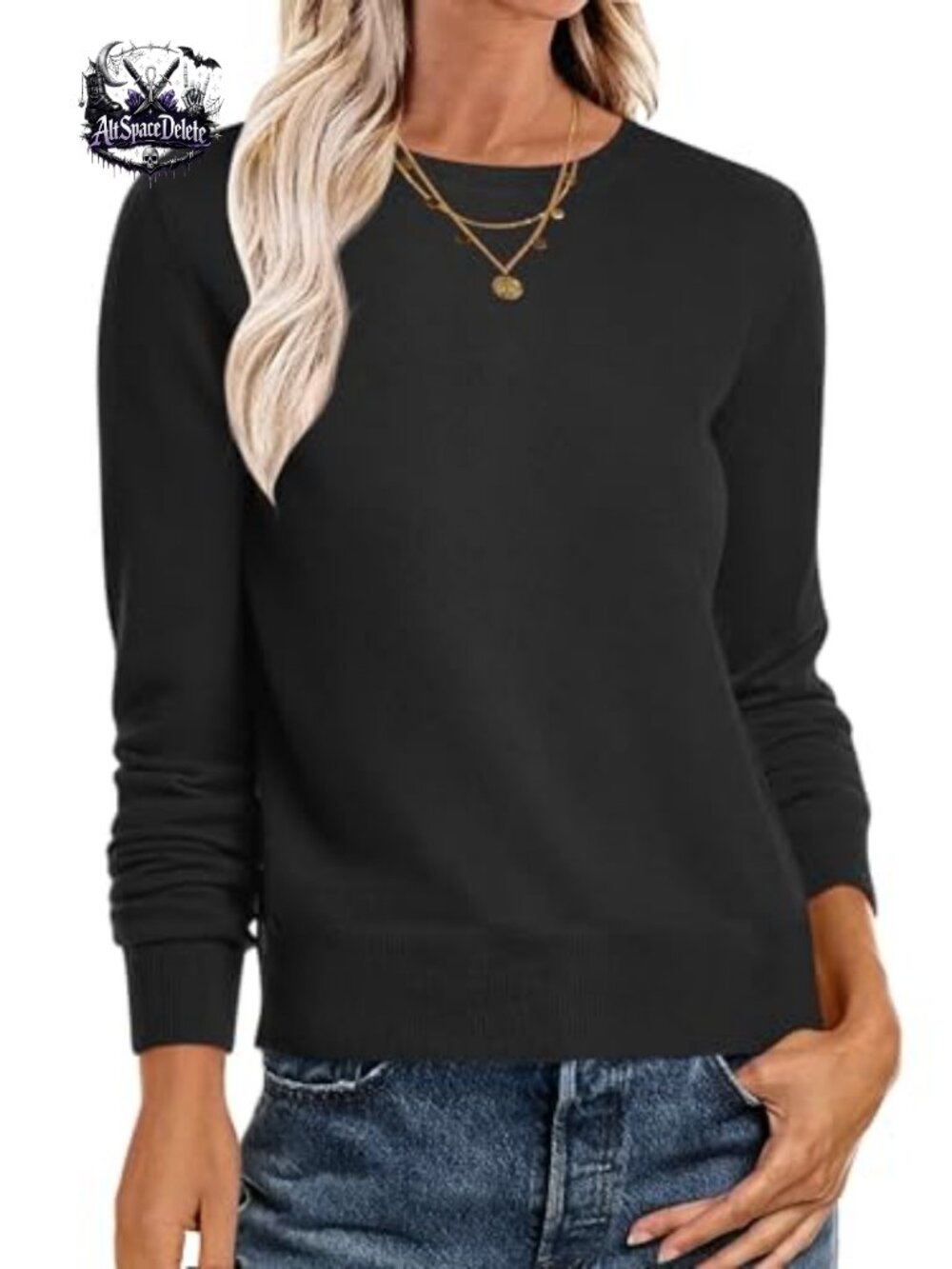 Womens Crewneck Long Sleeve Pullover Sweater Lightweight Casual Fall Layering